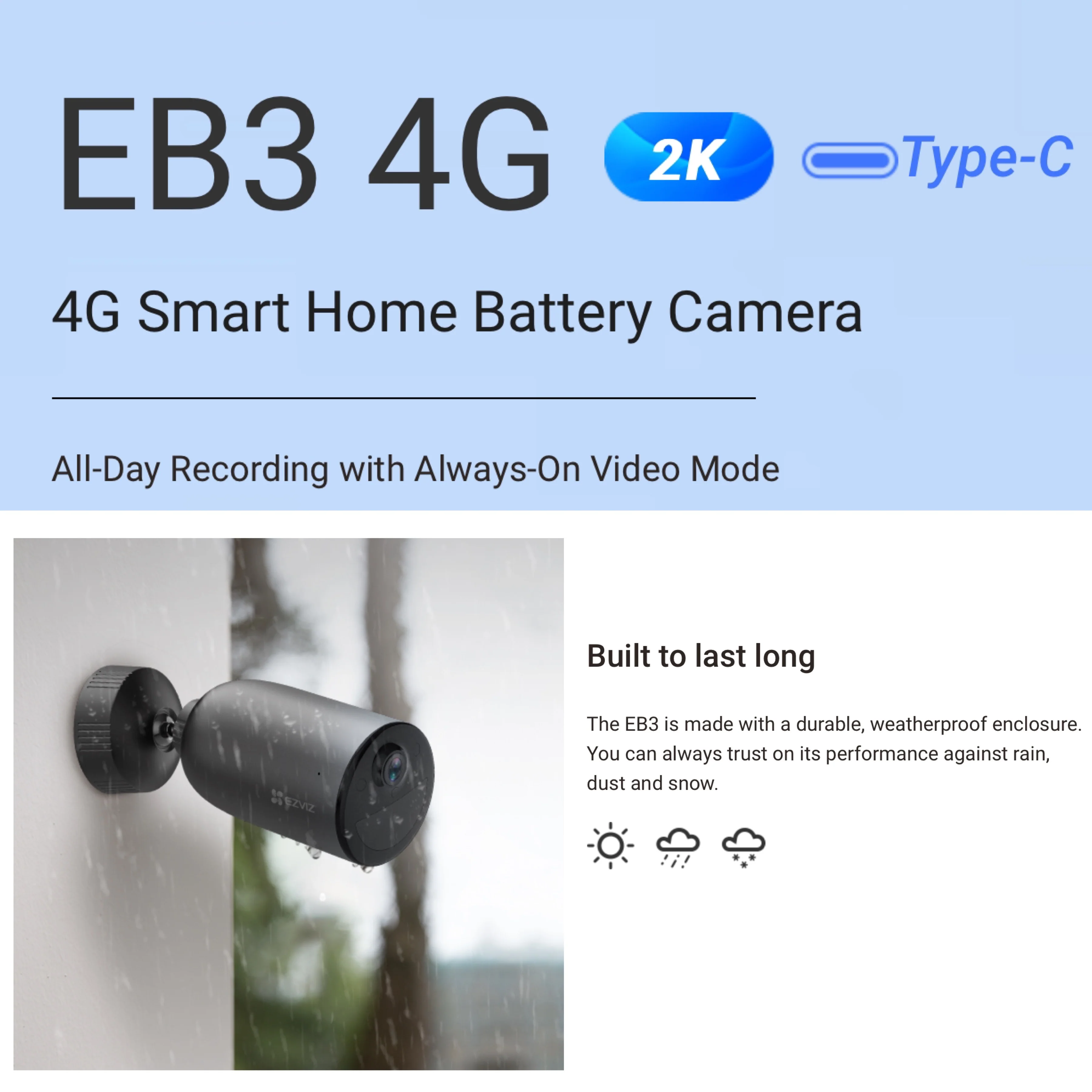 EZVIZ EB3 2K Battery-Powered 4G Security Camera incl Solar Panel - Image 7