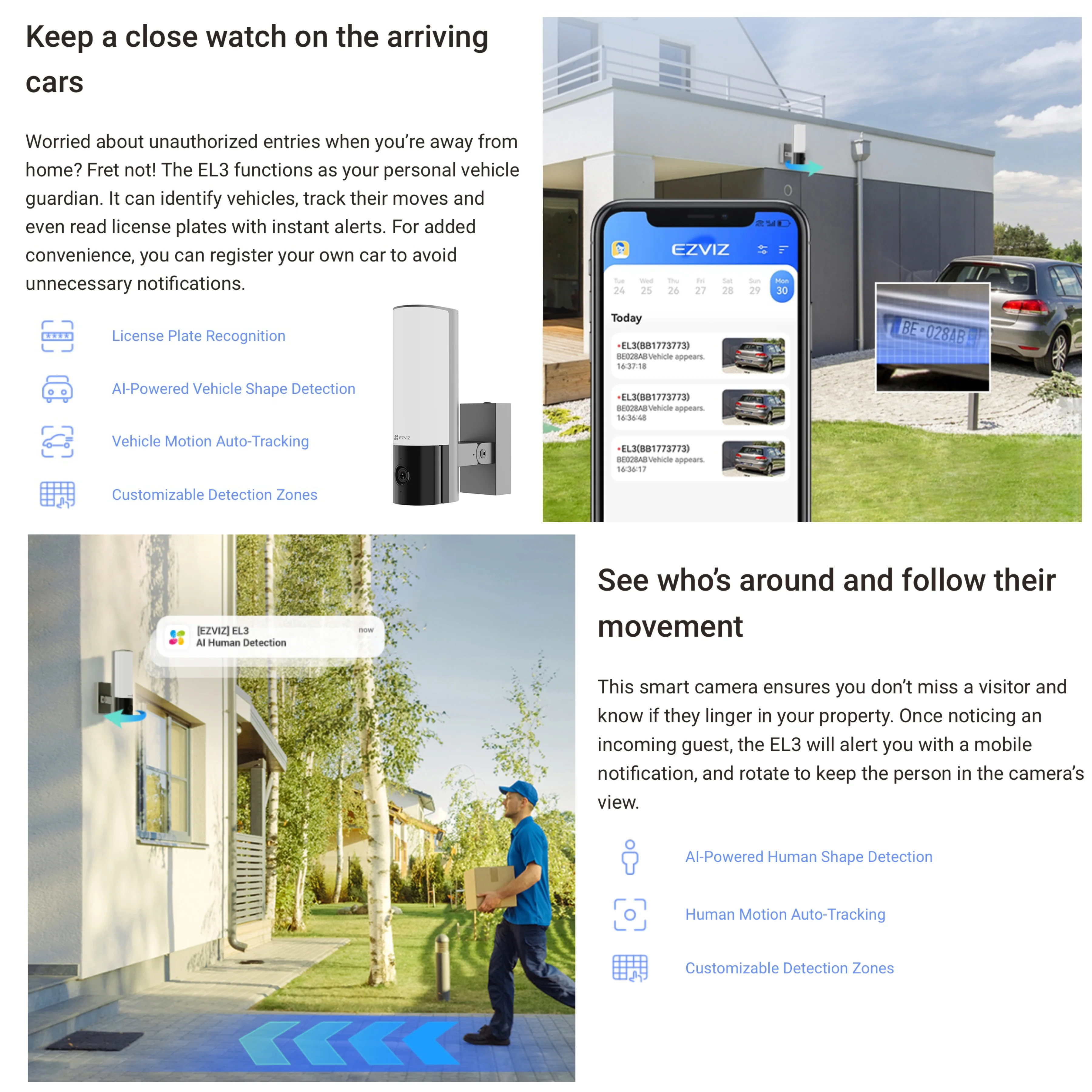 EZVIZ EL3 Smart Security Wall-Light 2K Camera (99°) Fixed Lens - Image 3