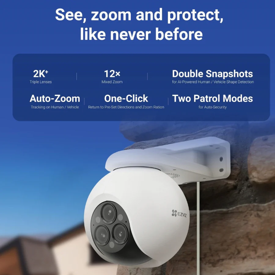 EZVIZ H80f Triple-Lens 2K Smart Home Wi-Fi Camera - Image 3