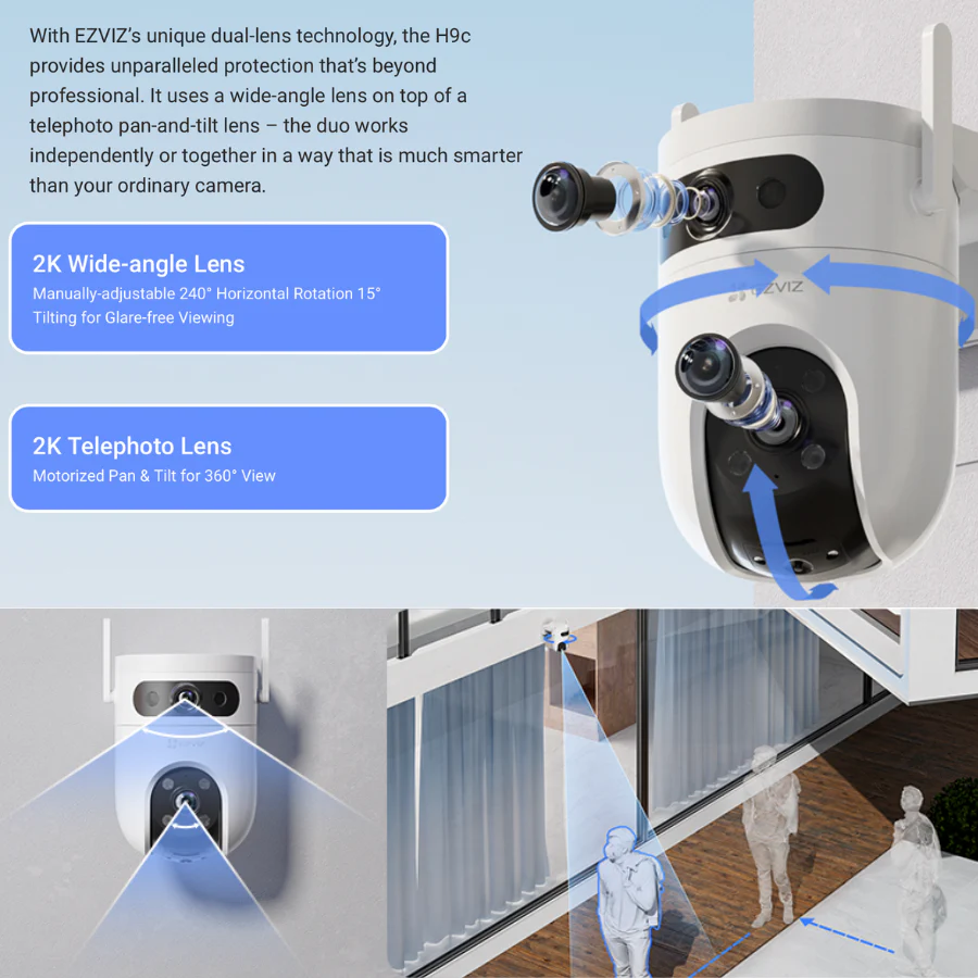 EZVIZ H9c 2K Dual-Lens Pan & Tilt Wi-Fi Camera - Image 4