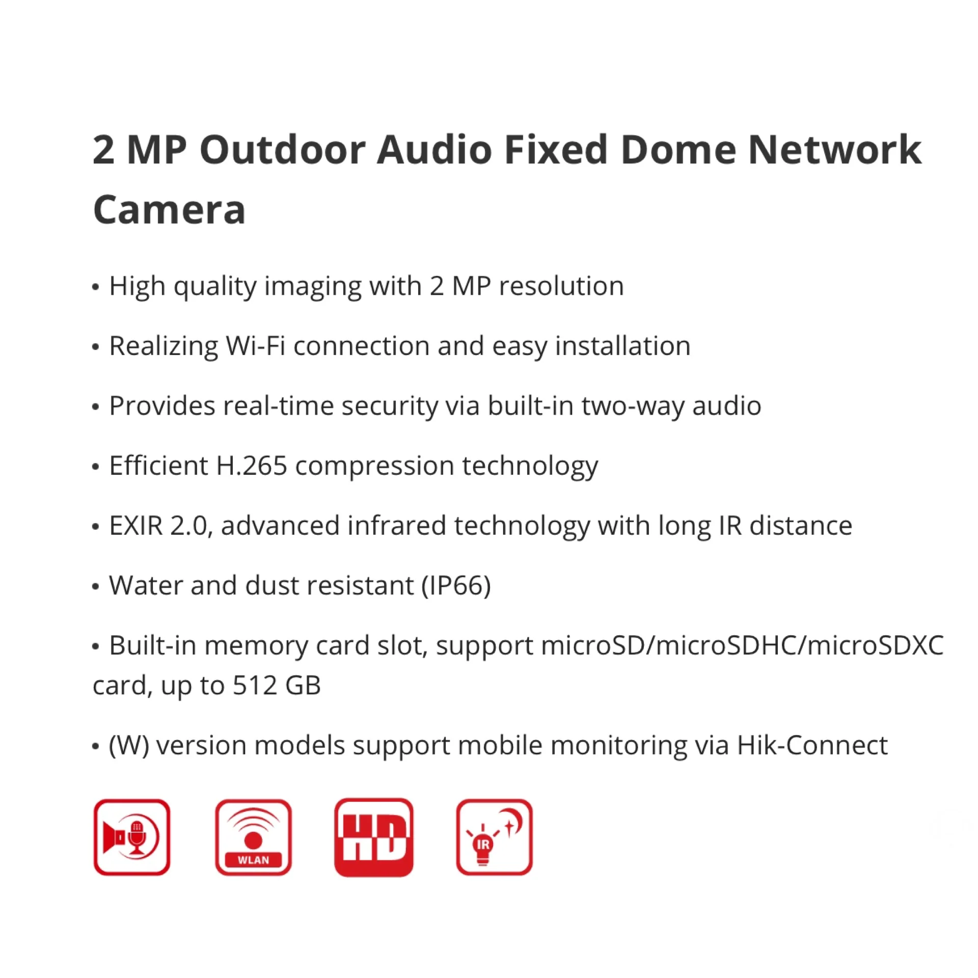 Hikvision 2MP Outdoor Audio Fixed Dome Network Camera - Image 3