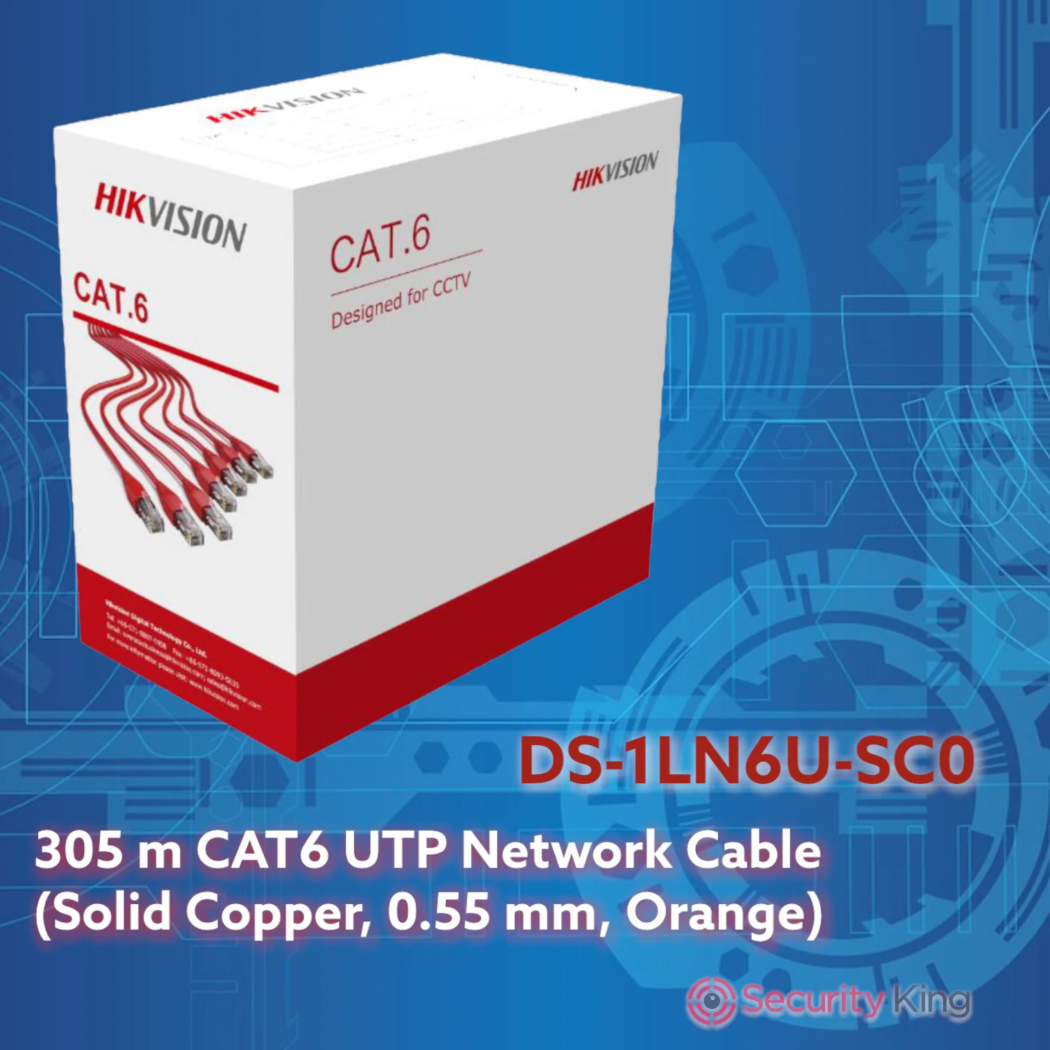 Hikvision 305m CAT6 UTP Network Cable Solid Copper (0.55 mm, Orange) - Image 4