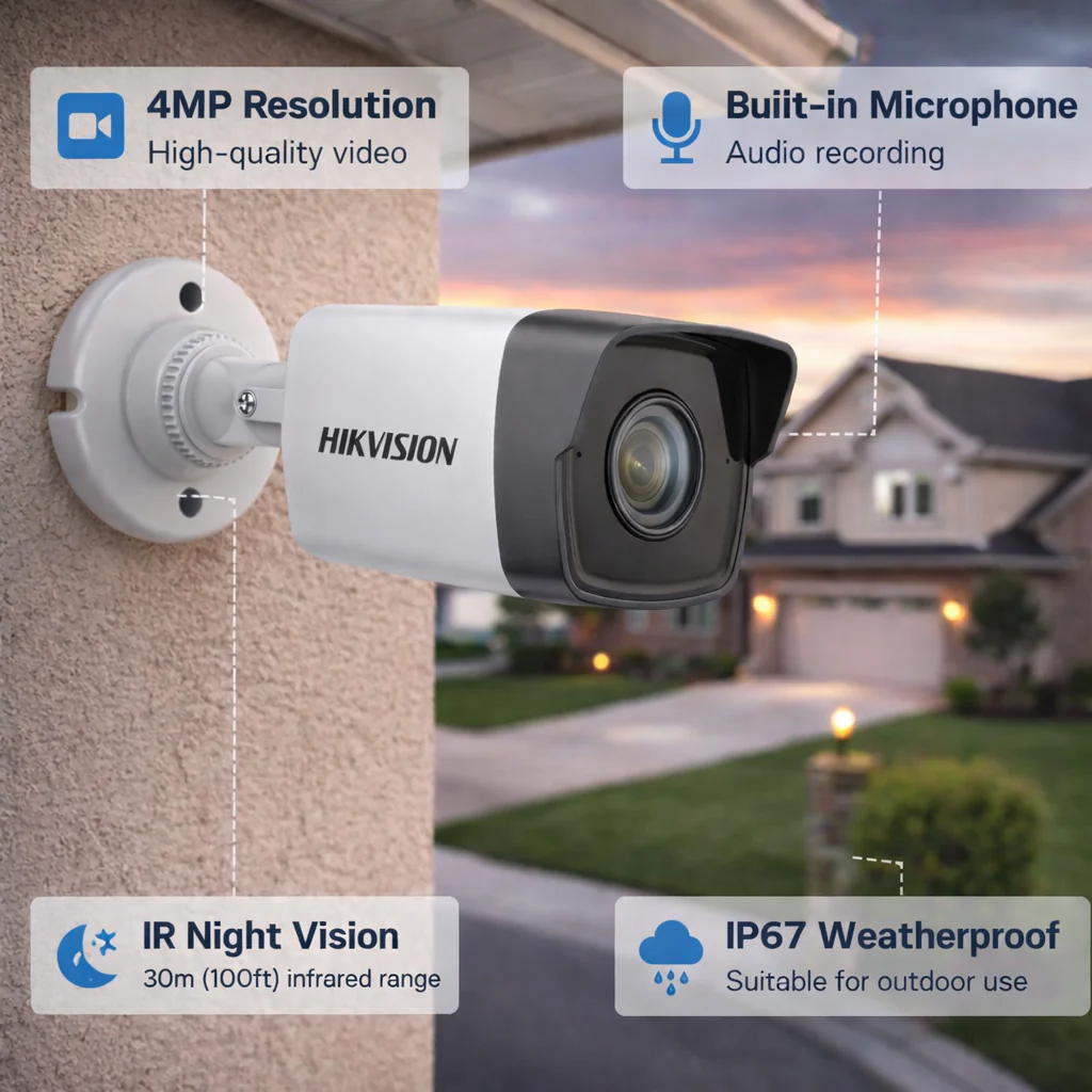 Hikvision 4MP Fixed IR Audio Bullet Network Camera (Clearance Deal) - Image 2
