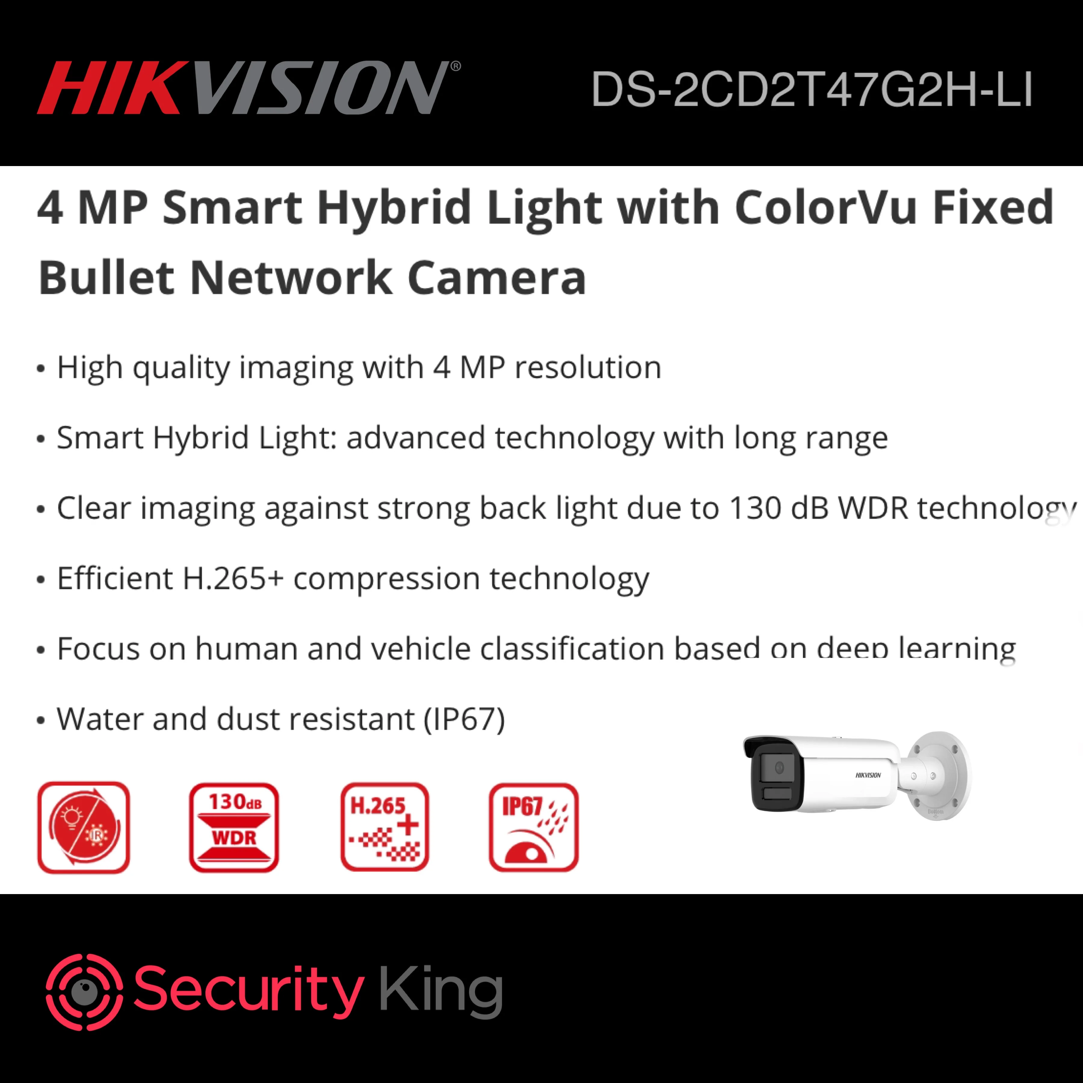 Hikvision 4MP Smart Hybrid ColorVu Bullet Network Camera - Image 2